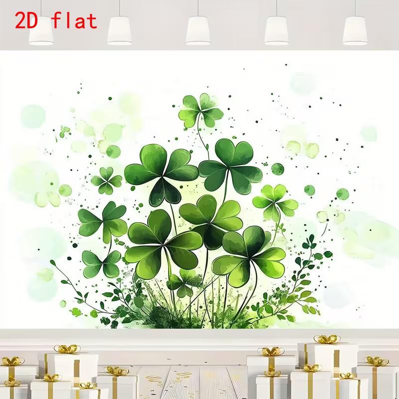 2D Lucky Irish Photography Backdrop with Four-Leaf Clover Bouquet