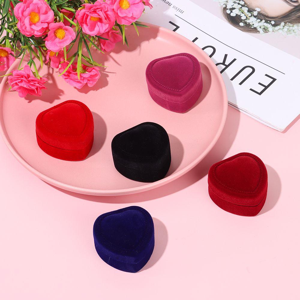 Мода Свадебная Вечеринка День Святого Валентина Бархатная Коробка для Колец Подставка для Серег Футляр для Ювелирных Изделий Коробки-Сердечки