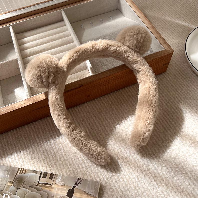 Kawaii повязки на голову в виде лягушки, удобные бархатные повязки для волос с медвежьими ушками, заячьи уши, милые повязки на голову, зимние аксессуары для волос