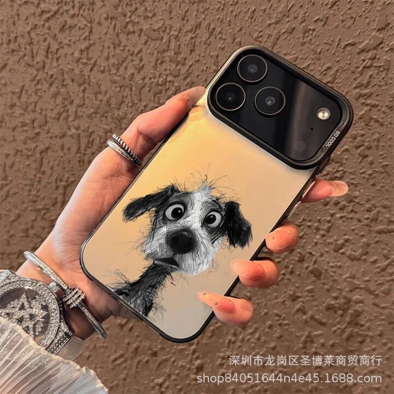 Кривоголовый пес подходит для Apple 15 цветной серебристый iPhone14Pro креативный 11promax матовый 16 защитный чехол 17