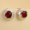 GEMCHIC Women's Vintage Round Stainless Steel 18K Gold Plated Stud Earrings Geometric Colored Stone Simple Fashion Jewelry