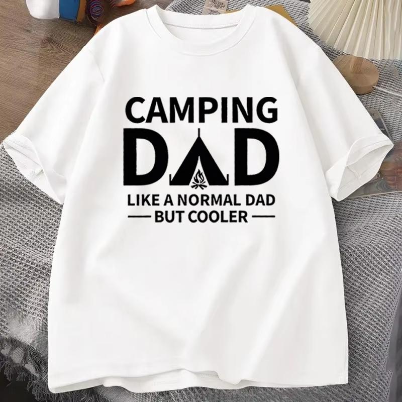 Camping Dad Tshirt Tent Campfire Graphic Casual Short Sleeve Unisex Tee Fathers Day Gift Vintage Design Outdoor Dad Tshirts