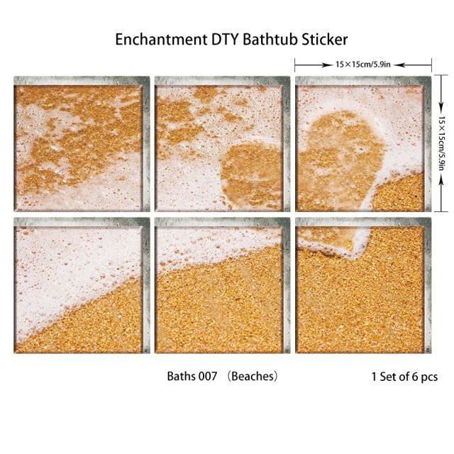 6 шт. наклейка на ванну Нескользящая водонепроницаемая самоклеящаяся наклейка с 3D эффектом для ванной комнаты ПВХ съемная декоративная фреска 15x15 см