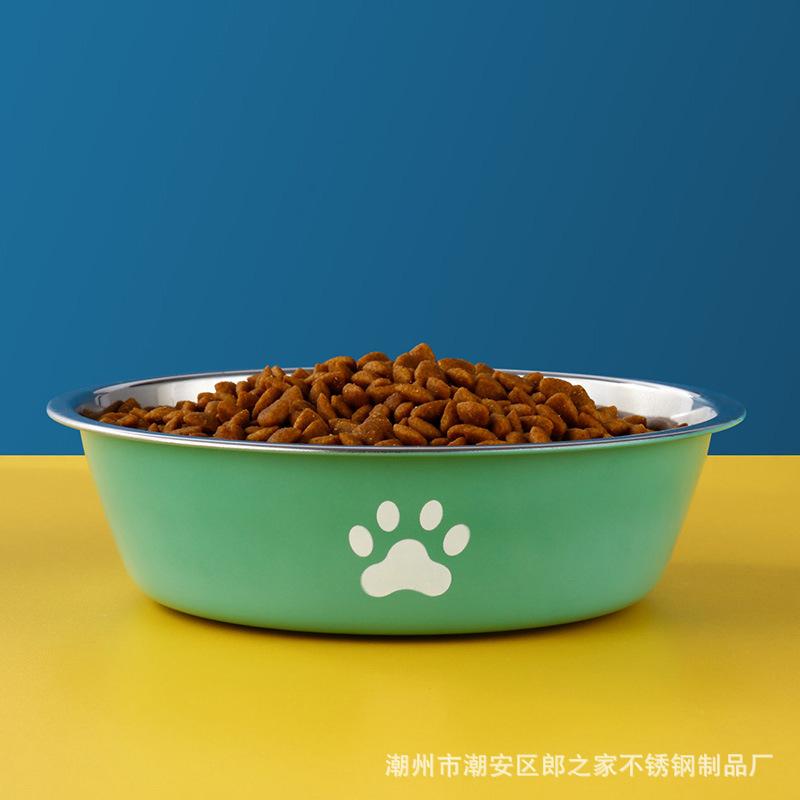 Pet dog food basin Rice basin Stainless steel dog basin Dog bowl Drinking bowl Anti-overturning large dog cat basin Cat bowl Water basin