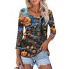Рубашка для женщин, модная, повседневная, с квадратным вырезом, рукавом 3/4, свободная, с принтом на Хэллоуин, женская футболка, топ
