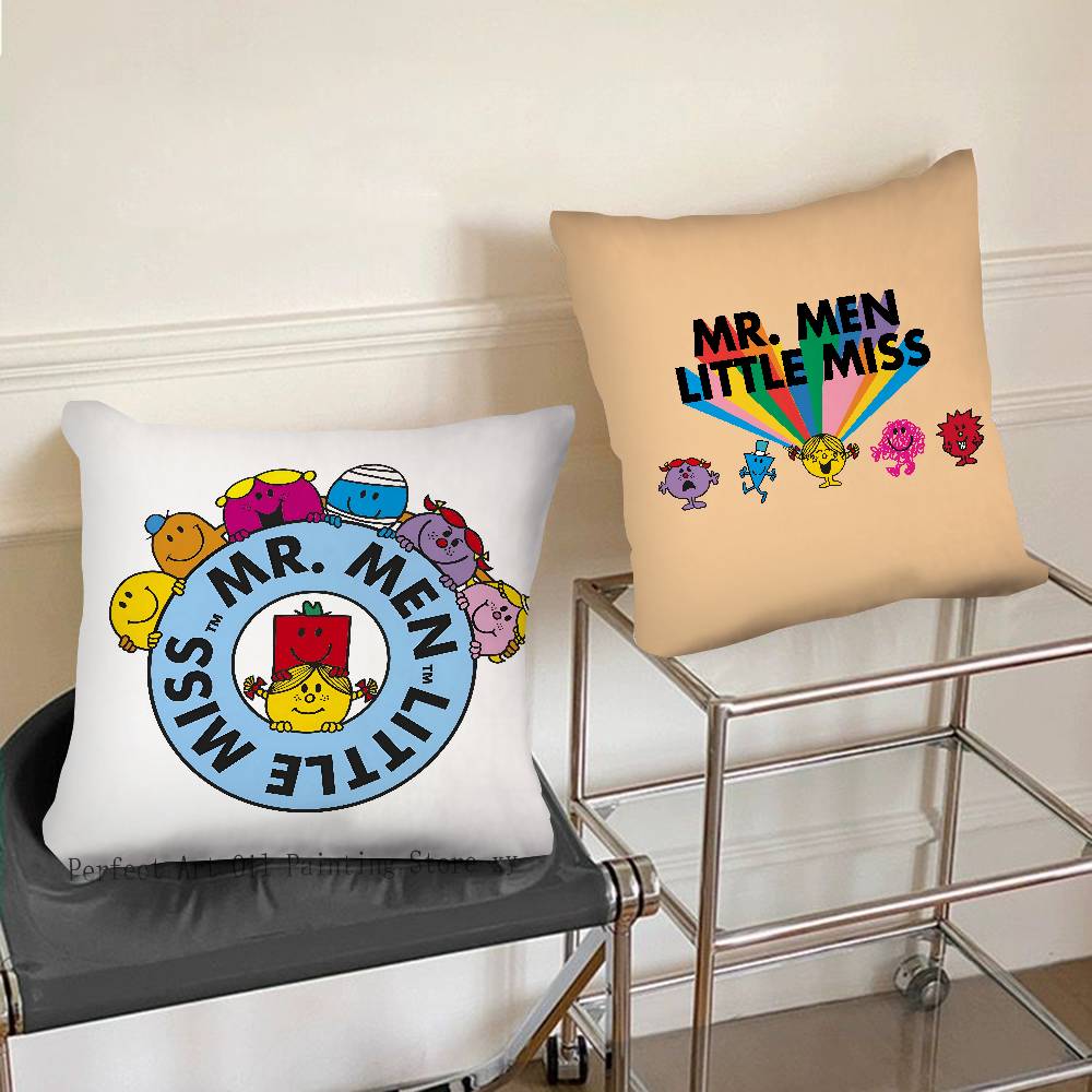 1pc Mr.Men And L-Little M-Miss Pillow Case Fashion Square Pillowcase Bedroom Sofa Room Ins Decoration Leisure