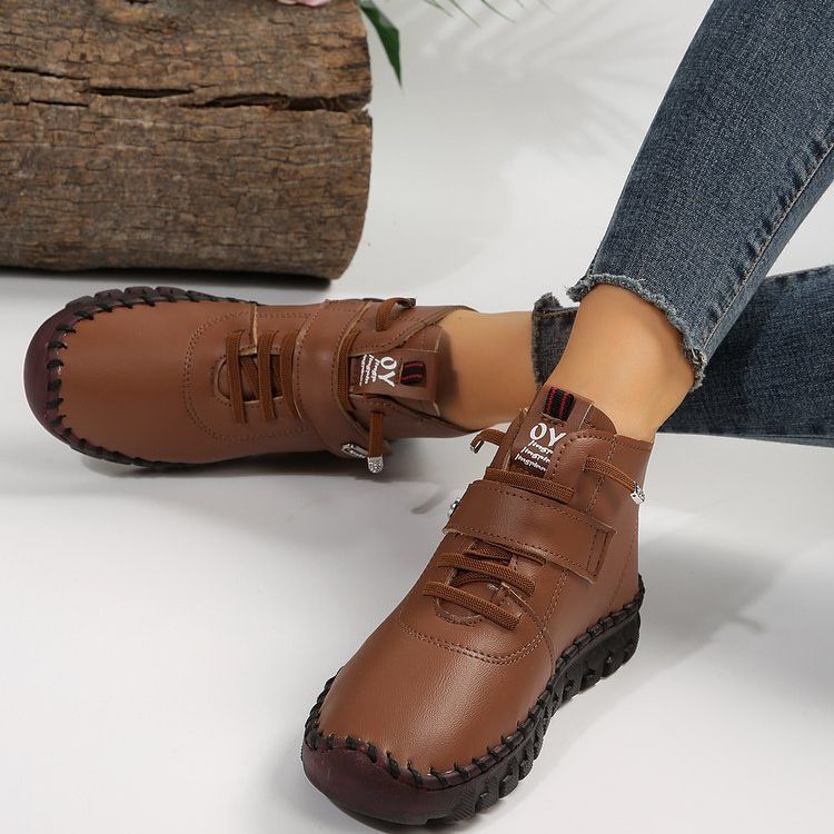 Winter Orthopedic Boots For Women Autumn Fall Leather Shoes With Fur Red Moccasins Woman Ankle Boots Mom Plush Sneakers Shoe