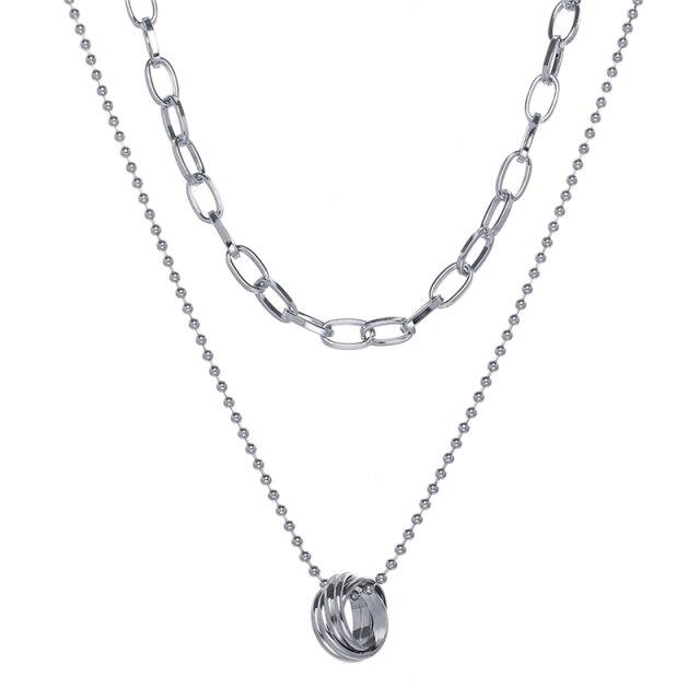 17 км корейское многослойное ожерелье с подвеской в ​​виде монеты в виде бабочки для женщин, золотистое, серебряное, толстая цепочка, ожерелья, модные ювелирные изделия 2021