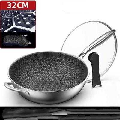 ZISIZ 32СМ Нержавеющая сталь Антипригарный Сотовый вок с крышкой