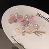 Trendy Bow Pearl  Hairpin Elegant Bangs Pearl Clips Fashion Bowknot Hair Clips  Wedding