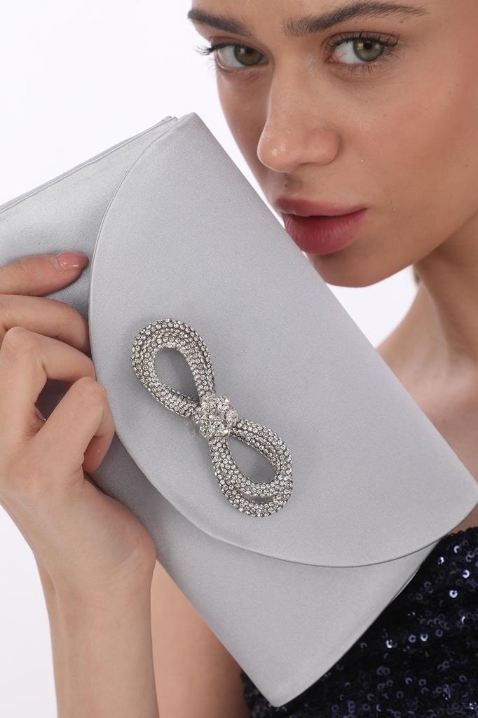 Women's Evening Dress Bag with Stone and Magnetic Cover, Can Be Used In Hand and with Shoulder Strap