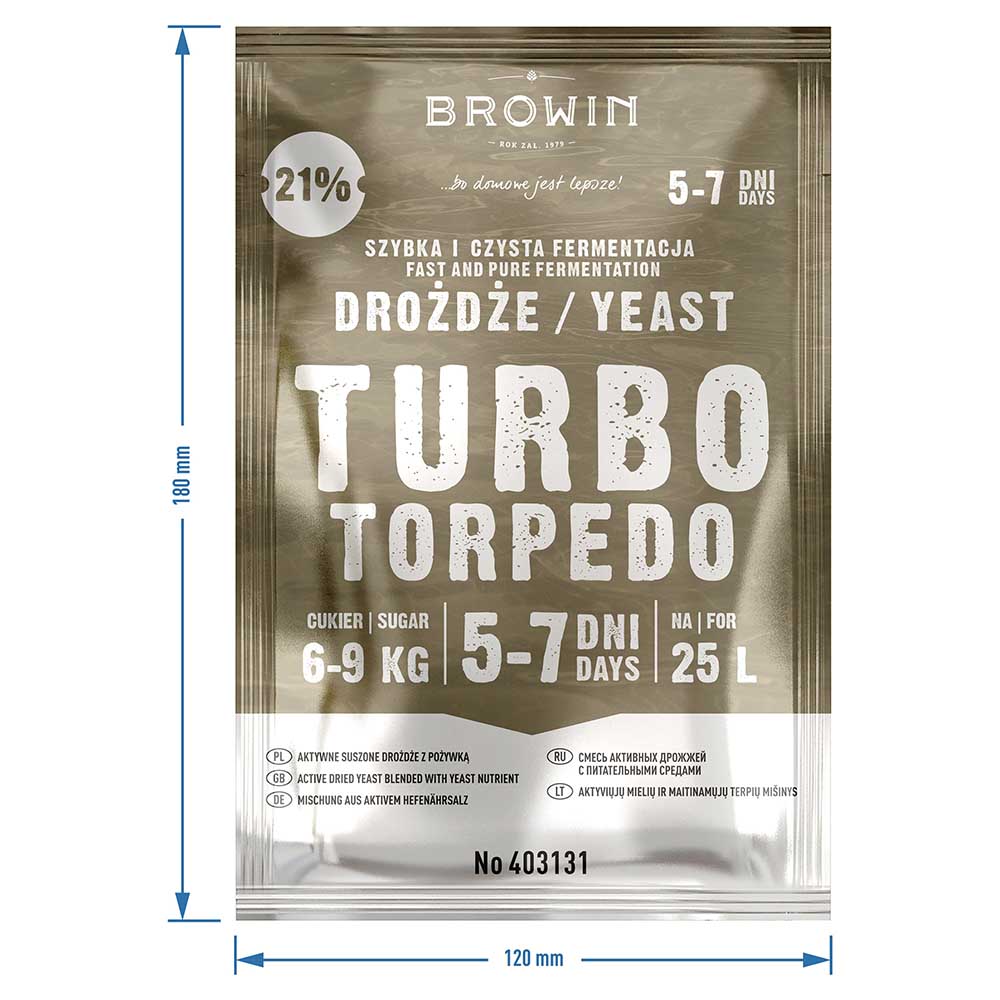 Drożdże gorzelnicze Turbo Torpedo 5-7 dni 21% 100g