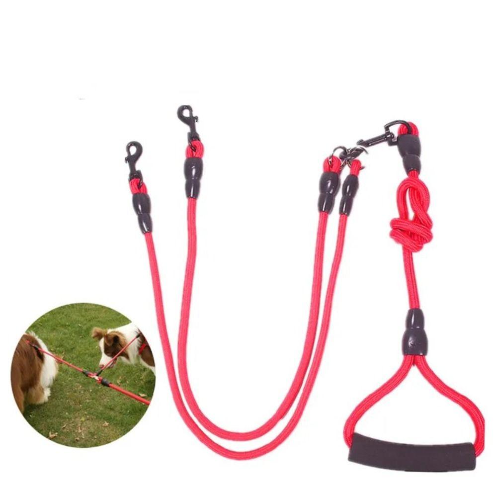 Double Nylon Dog Leash Coupler 2 Way Two Heads Pet Walking Rope Lead For Dogs Collars Harnesses