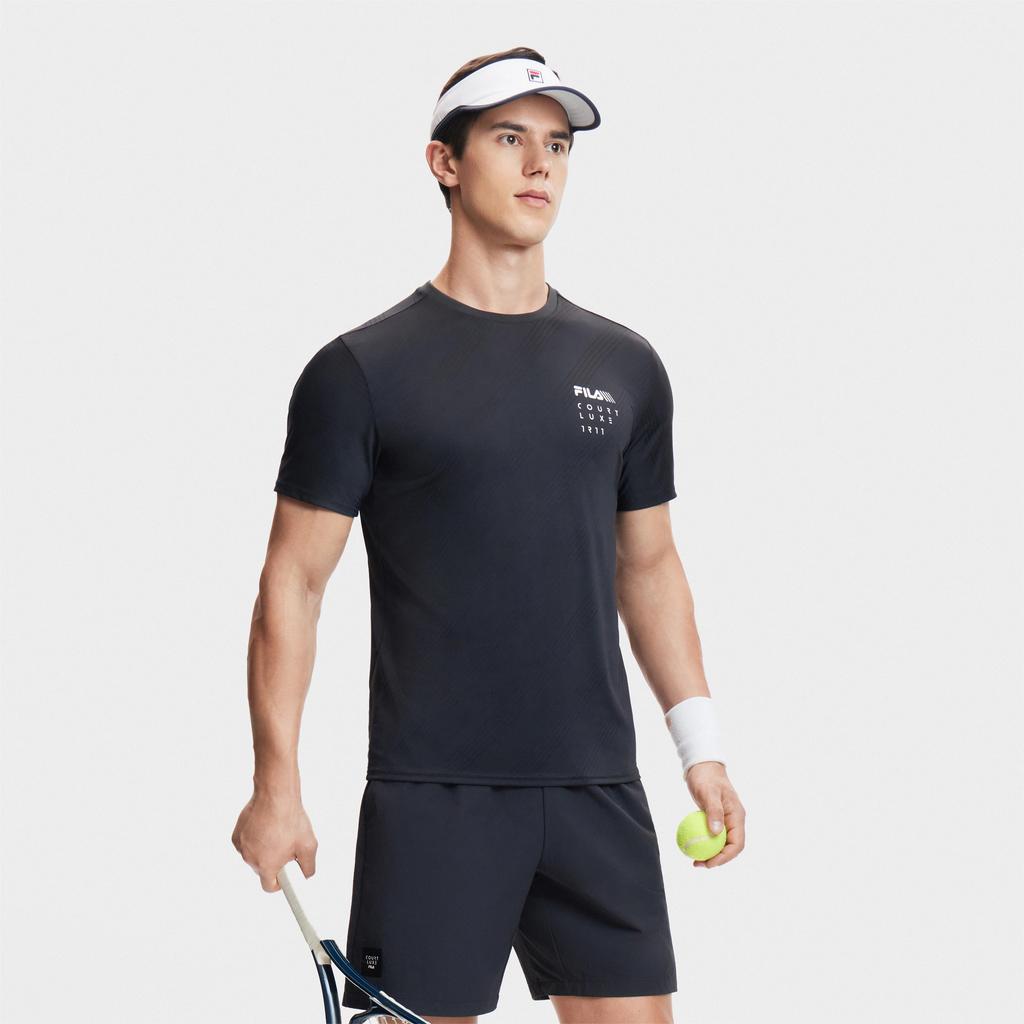 Fila Футболки Мужские Черные С Круглым Вырезом Умеренный Прямой Крой A11M423107FBK