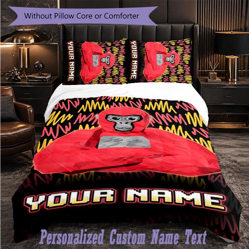 Personalized 3Pcs Bedding SetGorilla Tag cartoon Custom Text Duvet Cover Pillowcase Set Bedroom Gift