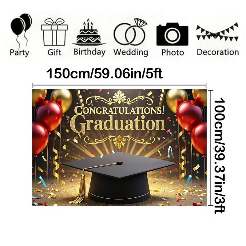 Выпускной фон с надписью «ВЫПУСКНОЙ», воздушные шары и конфетти для оформления газона на открытом воздухе, садовых праздников и выпускного вечера, декор для выпускного