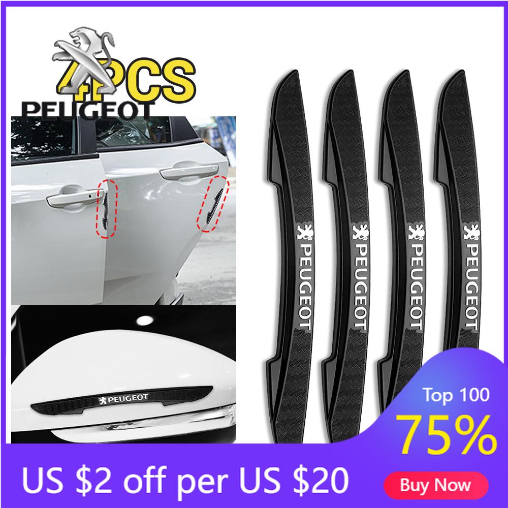 2026 Hot Car Sticker 4pc Rubber Car Door Edge Protector Stickers Anti Collision Strips For Peugeot 206 307 308 3008 207 208 407