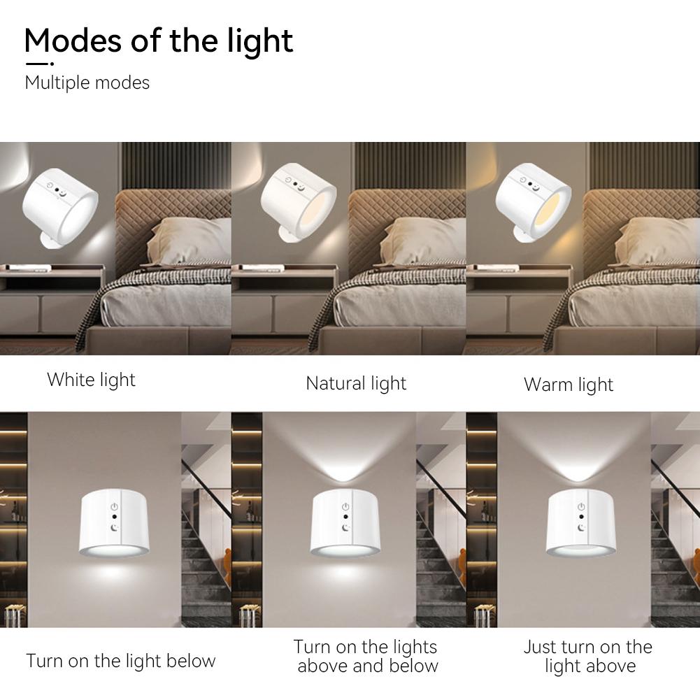 Светодиодный настенный светильник, перезаряжаемый, сенсорный, с двойной головкой, вращающийся на 360°, беспроводной пульт дистанционного управления, светодиодный прожектор для освещения спальни