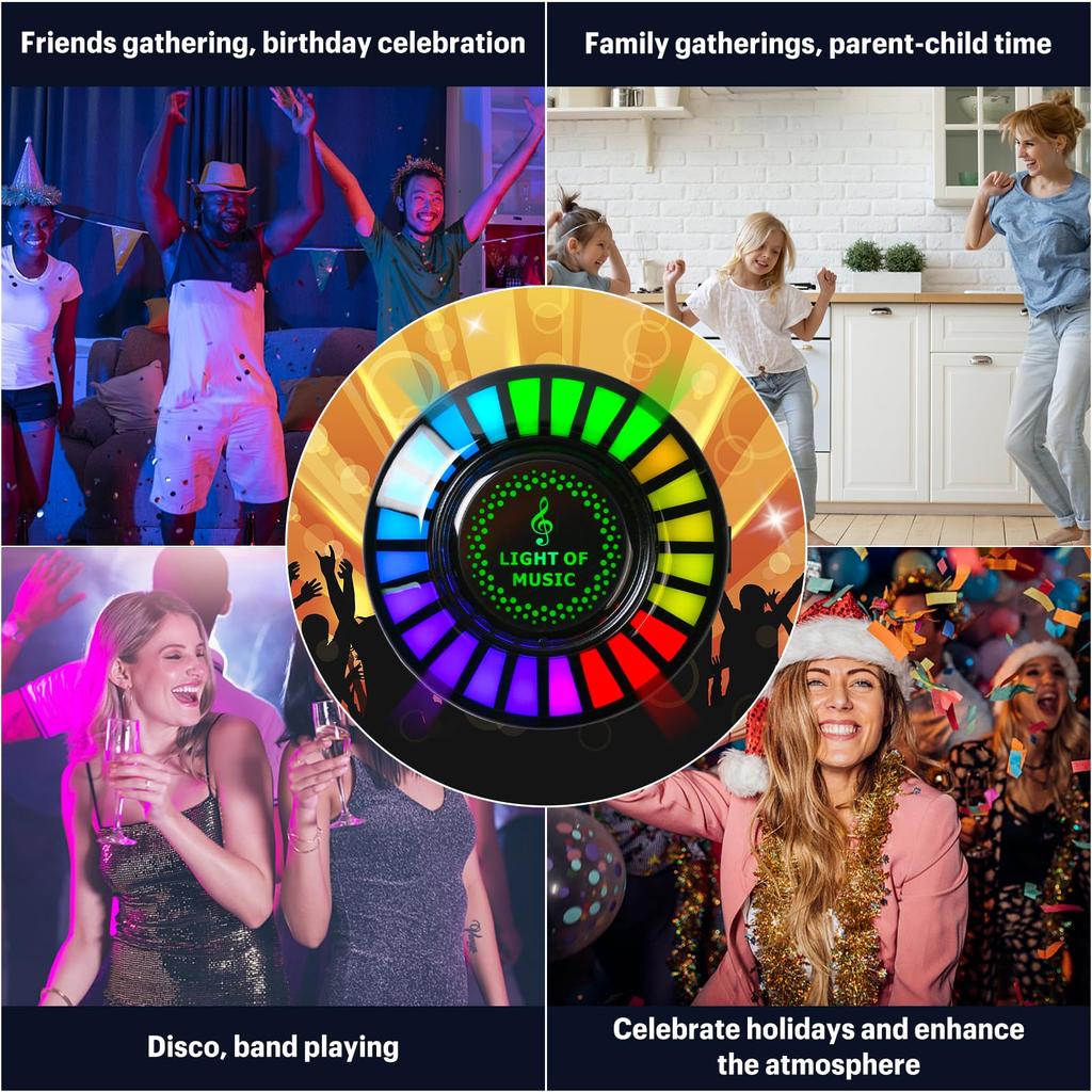 Pumwoy Лампа ритма автомобильной музыки, RGB-свет управления звуком, свет ритма автомобильной музыки, свет ритма музыкальной атмосферы,