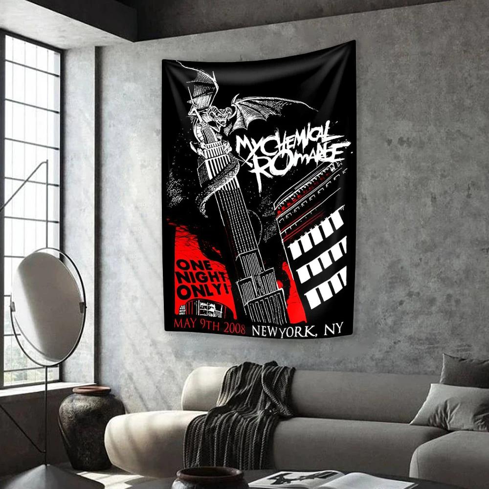 Панк Музыка Группа Гобелен My Chemical Romances Украшение для дома Спальня Общежитие Настенный Декор Фоновая ткань Концертный Декор