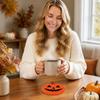 4 Piece Halloween Pumpkin Shaped Coasters Cotton Rope Woven Tabletop Decoration Heat Resistant Bowl Plate Mats Coffee Cup Coasters Set