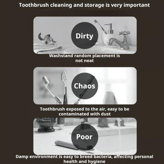 Держатель для зубных щеток-органайзер. 5 зубных щеток. УФ-дезинфекция. Стерилизация. Настенный. Без перфоратора. Перезаряжаемый через USB. Вмещает зубную щетку.