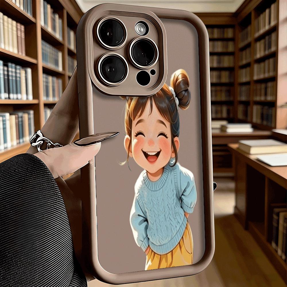Happy Girl in Blue Sweater Luxury Anti-Slip TPU Phone Case For Xiaomi Redmi Note 15 14 13 12 11 10 9 Pro Full Protective Cover