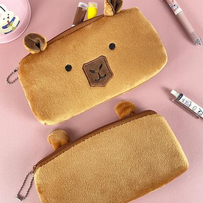 1 шт., очаровательный плюшевый пенал Capybara, милый портативный органайзер для канцелярских принадлежностей для школьников, сумка для ручек, кавайный чехол для школьных канцелярских принадлежностей для школьников