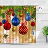 Winter Christmas Shower Curtains Xmas Ball Gift Cedar Natural Landscape New Year Home Decor Bathroom Fabric Bath Curtain Hooks