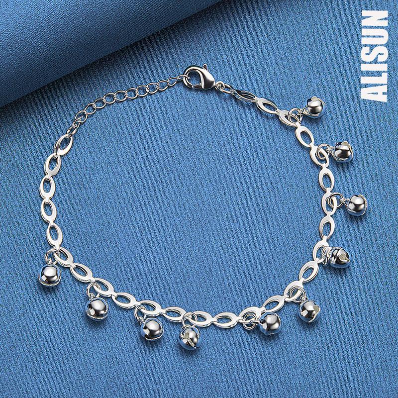 925 Sterling Silver Pearl Ball Clock Chain Bracelet Fashionable Wedding Jewelry