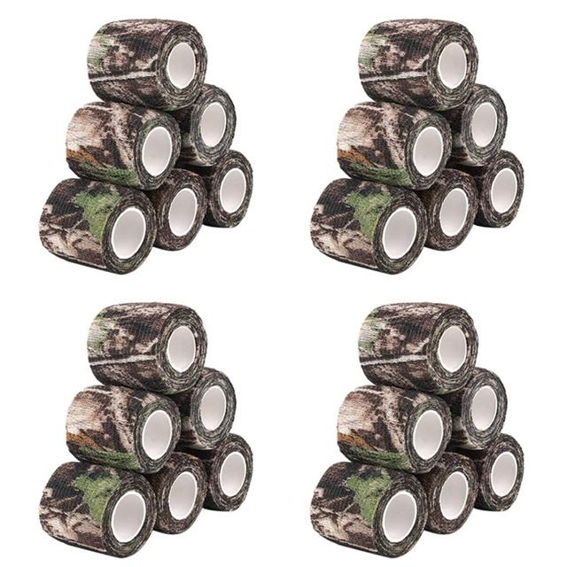 24 рулона камуфляжной ленты, липкая лента для прицела, камуфляжная эластичная повязка, самоклеящаяся лента для кемпинга, охоты, велосипеда, телескопа