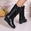 Женская обувь 2024 года, горячая распродажа, женские сапоги с боковой молнией, модные, круглые, современные сапоги, женские зимние сапоги больших размеров на танкетке до середины икры