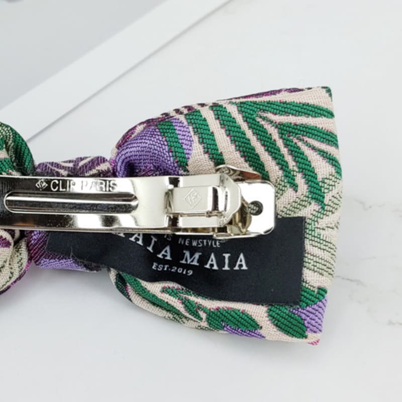 MAIA Rose Jacquard Ribbon Pin - Purple