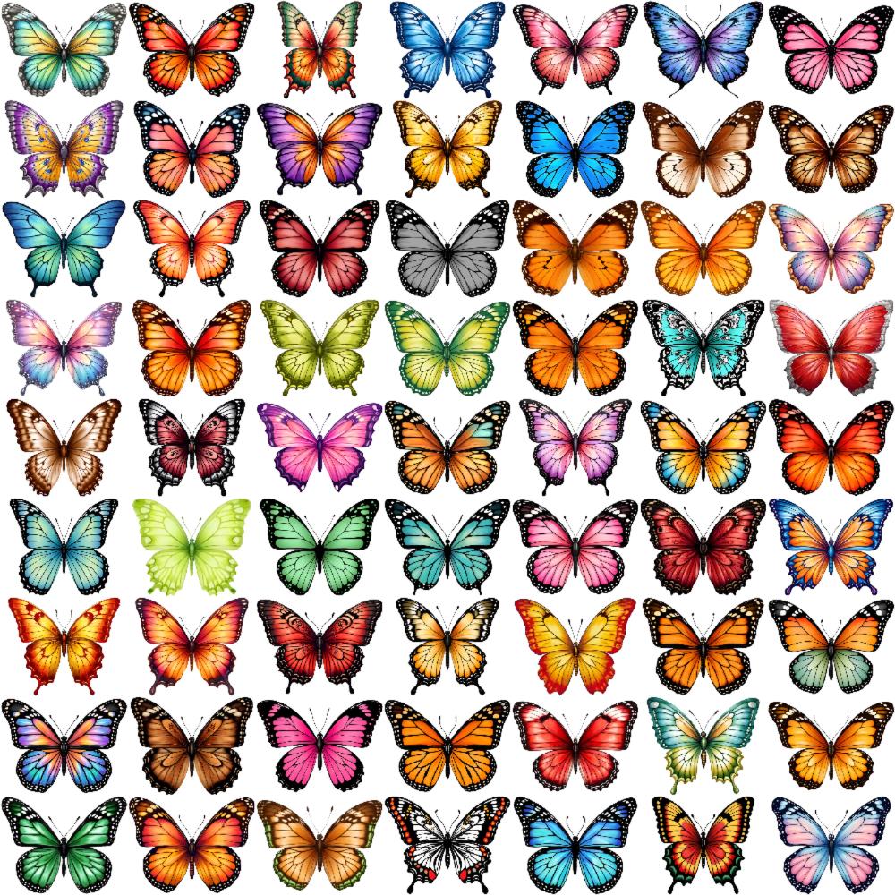 63pcs Temporary Tattoo Colorful Butterfly Stickers For Back Shoulders Adult