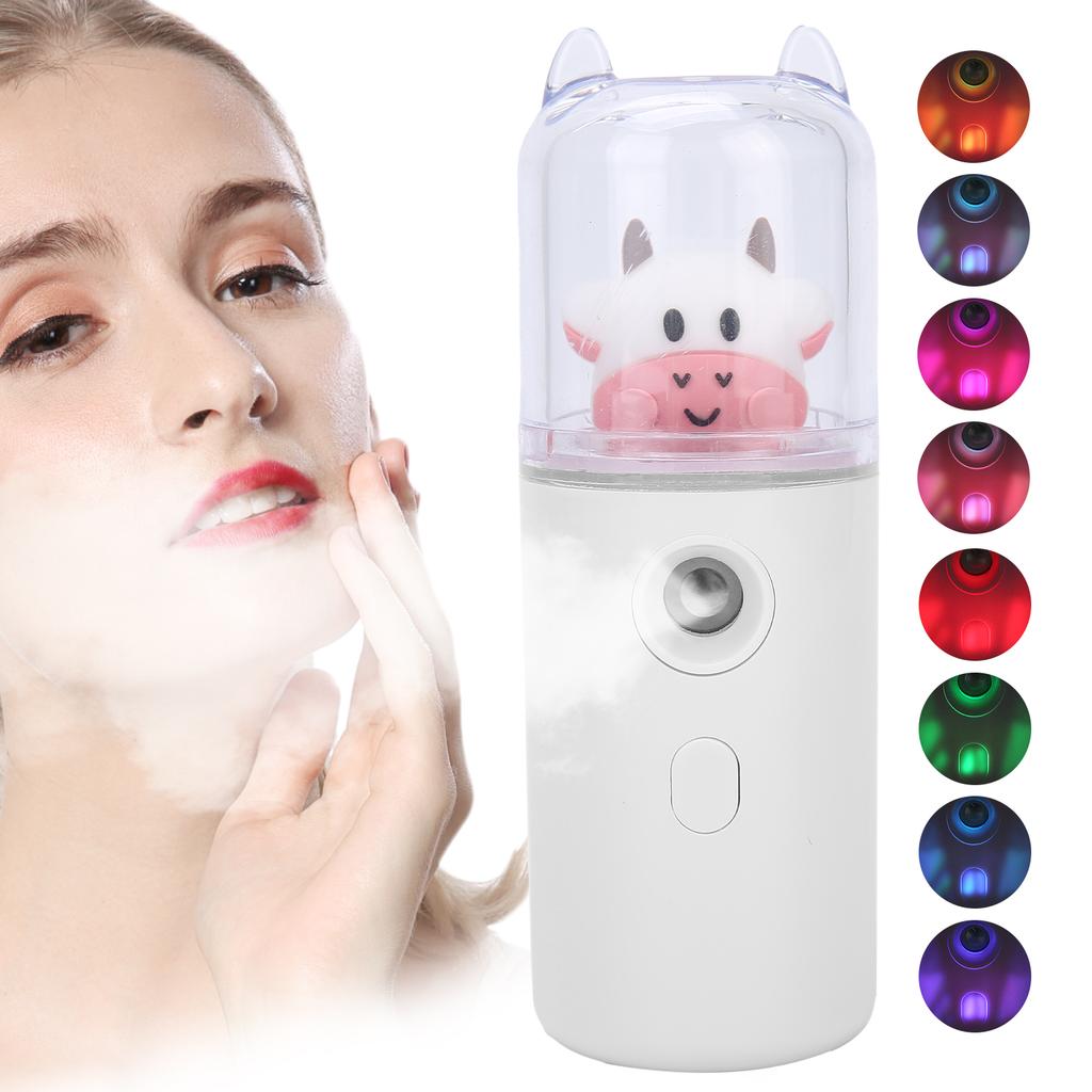 Милый мультяшный животный распылитель для лица, портативный, для дома, офиса, увлажняющий спрей для кожи, белый