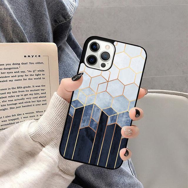 Marble Geometric Phone Case For iPhone 17 Air Plus Max 15 14 13 12 Pro Max Cover Shell