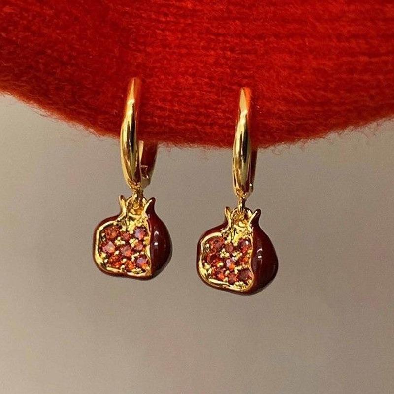 1 пара элегантных и роскошных висячих серег в форме граната, простые и стильные, подходят для различных случаев
