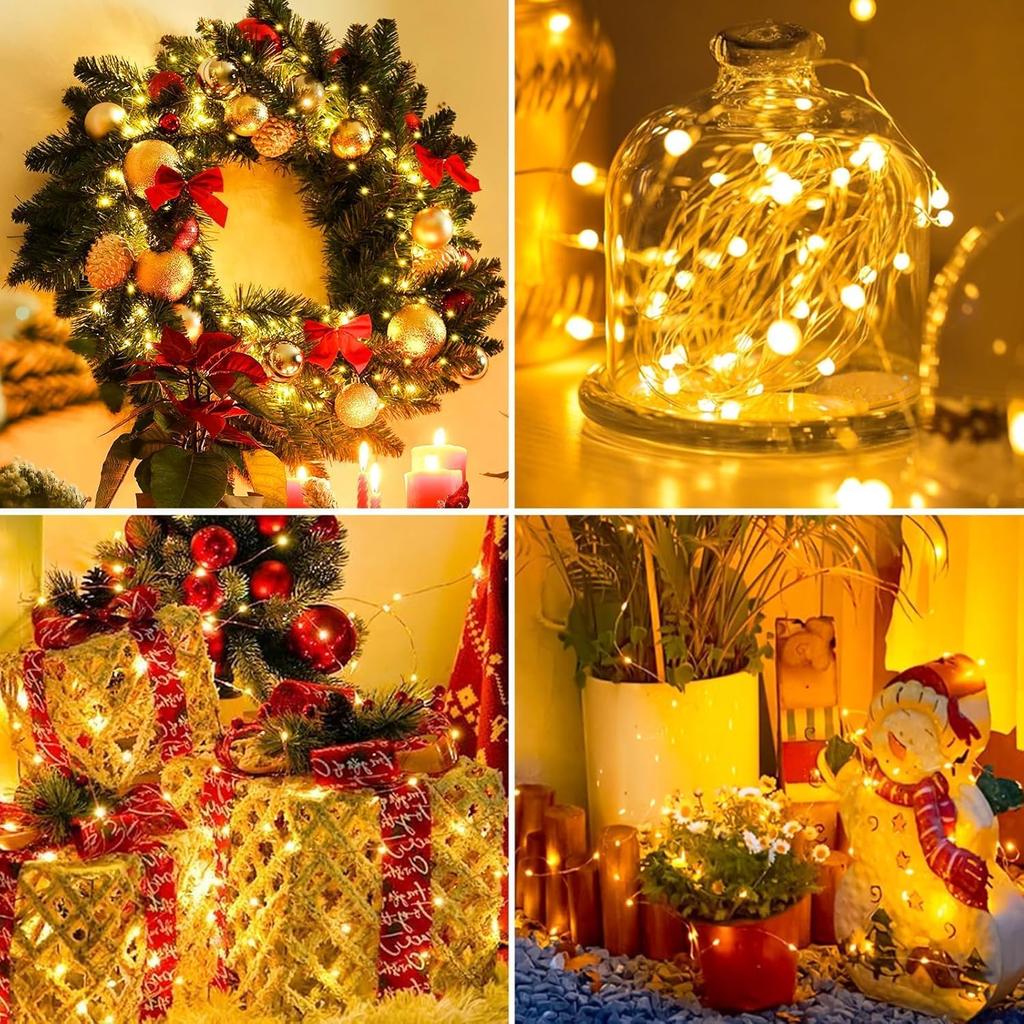 24 Pack Fairy Lights Battery Operated [3 Modes] 7ft 20 LED Mini Twinkle String Lights Waterproof Silver Wire Firefly Starry Lights for Wedding Party