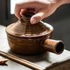 Кастрюля-сотейник из грубой керамики для микроволновой печи, маленькая кастрюля, бытовой глиняный горшок, кастрюля для рисовой каши, высокотемпературная суповая кастрюля с крышкой