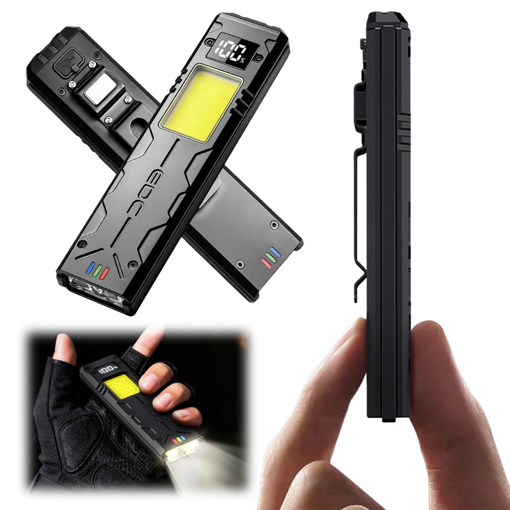 Type-C Aluminum Alloy Dual-Switches LED Flashlight with COB Floodlight Back Clip Work Flashlight for Men Dad Him Husband Gifts