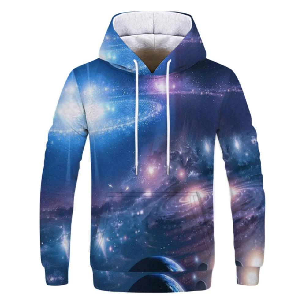Space Galaxy Sweatshirt Men 3D Print Hoodie Men Women Loose Hoodie Vintage Kids Hoodie Long Sleeve Coat Purple Nebula Clothing