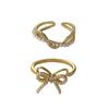 Elegant Pearl Bowknot Two-piece Set Of Open Ring For Women Deluxe Finger Ring