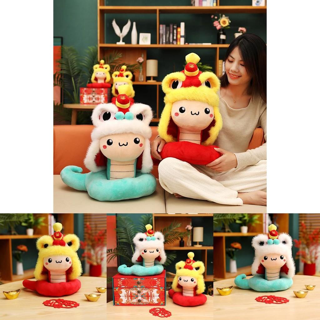 Очаровательная плюшевая игрушка-змея для года Змеи, праздничные красный и синий цвета, 30 см 40 см 50 см