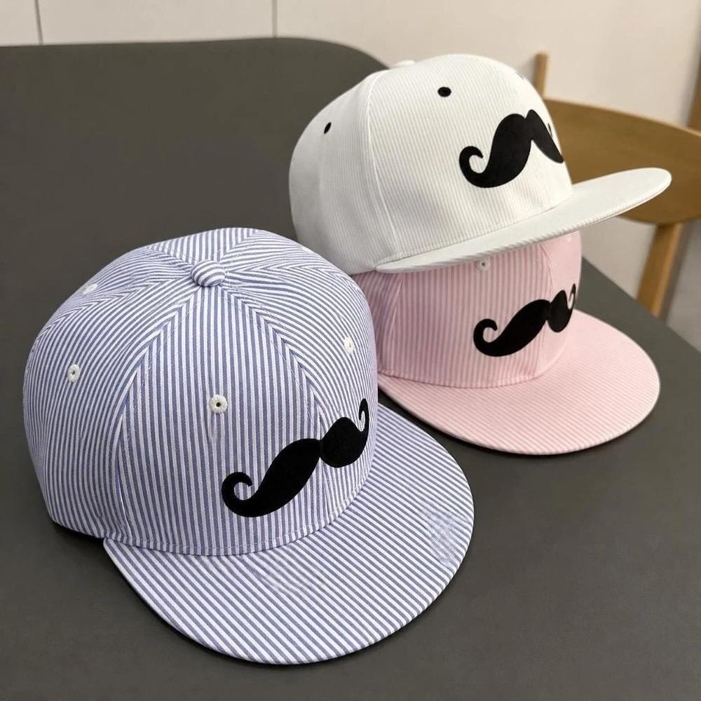 Striped Mustache Snapback Cap Flat Brim Trucker Hat Stylish Baseball Hat Unisex