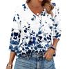 Women's T Shirt Print 3/4 Sleeve Daily Weekend Fashion Basic V- Neck Regular Top
