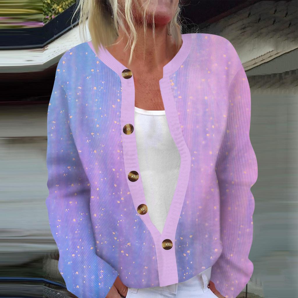 Women's Fashion Long Sleeve Christmas Snowman Snowflake Print Jacket Cardigan