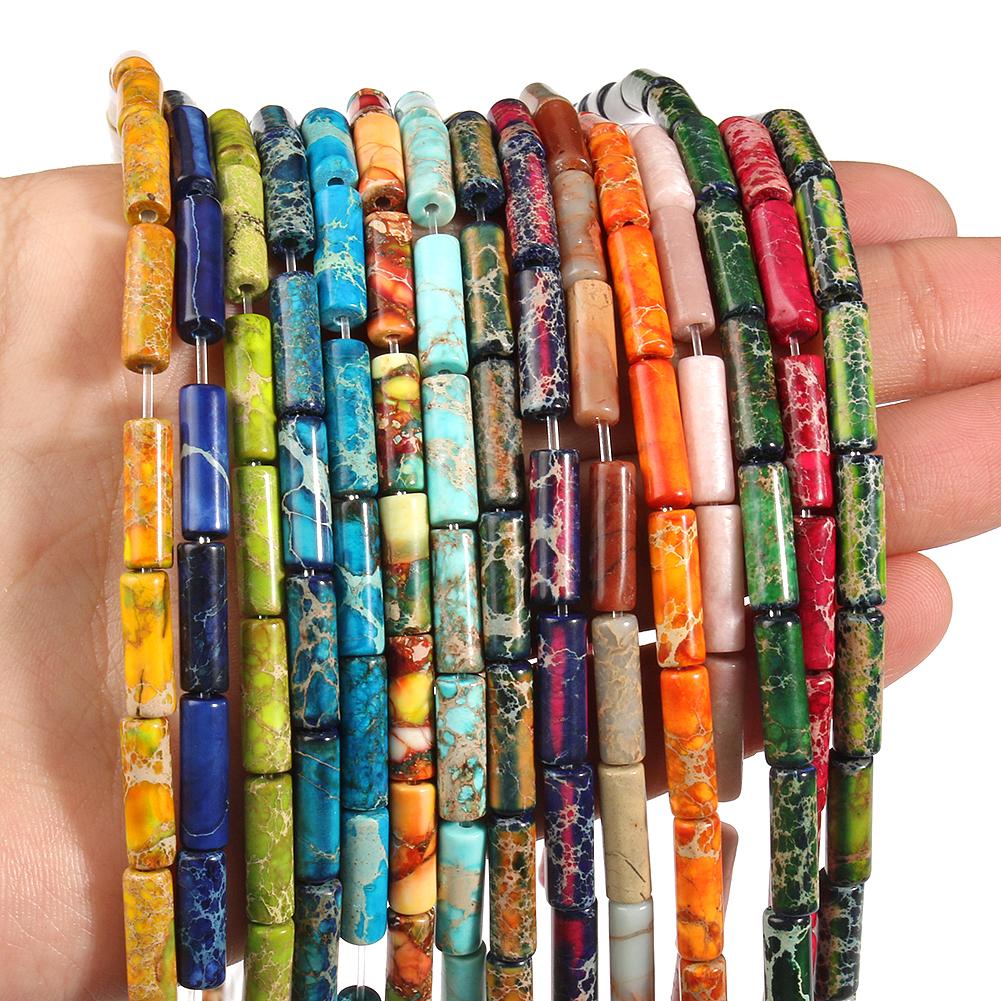 Натуральный осадочный камень яшмы, имперская трубчатая колонна, свободные бусины-разделители для изготовления ювелирных изделий 15 дюймов