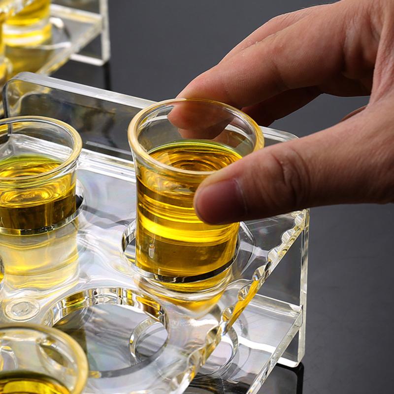 Large Capacity 6 8 12 Hole Glass Tray Cup Organizer Wine Glass Display Stand Holder for Bar Restaurant Kitchen