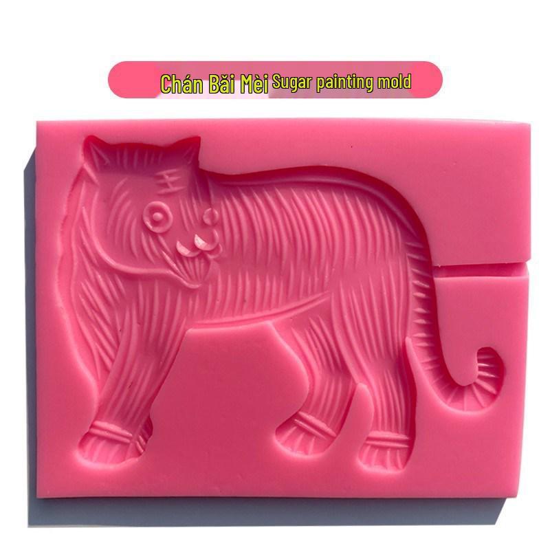 Zodiac Animal Silicone Mold Set: Cartoon Sugar Painting Lollipop Cow Template.