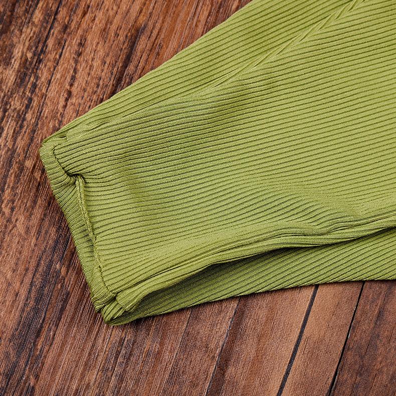 Women Triangle Oversize Split Bikini Set Suit Tie Side G-String Thong Swimsuit Suspenders Green Solid Color